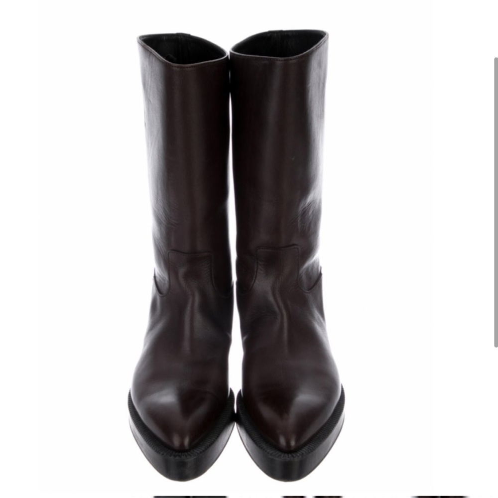 brown prada leather boots